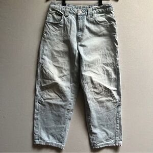 Zara Baggy High Waisted Light Blue Hemmed Jeans Size 30